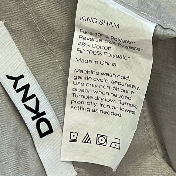 DKNY Satin Gray Window Pane Quilt Double Tie KING Pillow Sham Set - Picture 11 of 14